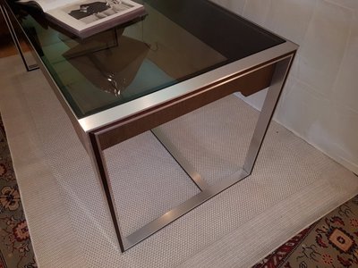 Bureau Verre - Alu Et Palissandre Du Designer Philippe Morel-lab 1970