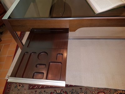Bureau Verre - Alu Et Palissandre Du Designer Philippe Morel-lab 1970