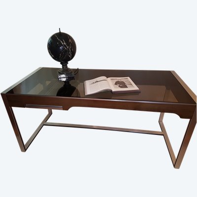 Bureau Verre - Alu Et Palissandre Du Designer Philippe Morel-lab 1970
