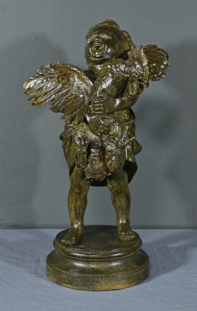 Importante bronzo “Il bambino col gallo” da A. Cecioni – fine XIX secolo