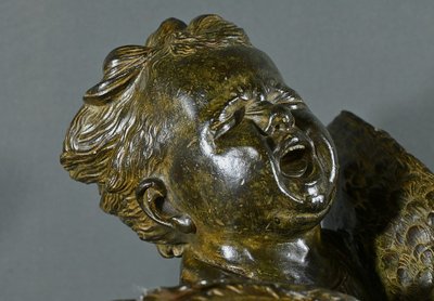 Importante bronzo “Il bambino col gallo” da A. Cecioni – fine XIX secolo