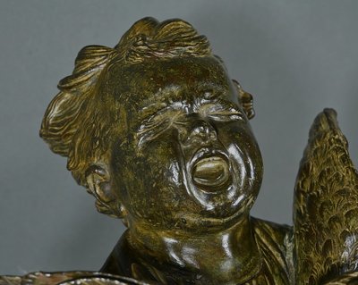 Importante bronzo “Il bambino col gallo” da A. Cecioni – fine XIX secolo