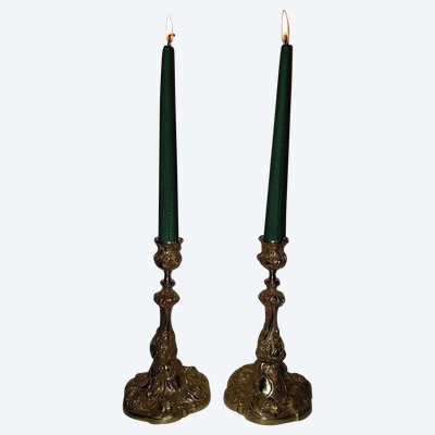 Pair Of Louis XV Bronze Candlesticks