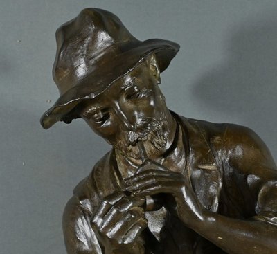 Importante bronzo “L’uomo con la pipa” firmato M. Constant Favre – Fine XIX secolo