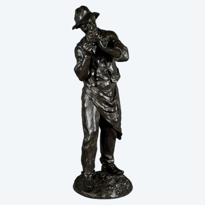 Importante bronzo “L’uomo con la pipa” firmato M. Constant Favre – Fine XIX secolo