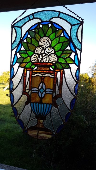 Art Nouveau stained glass banner