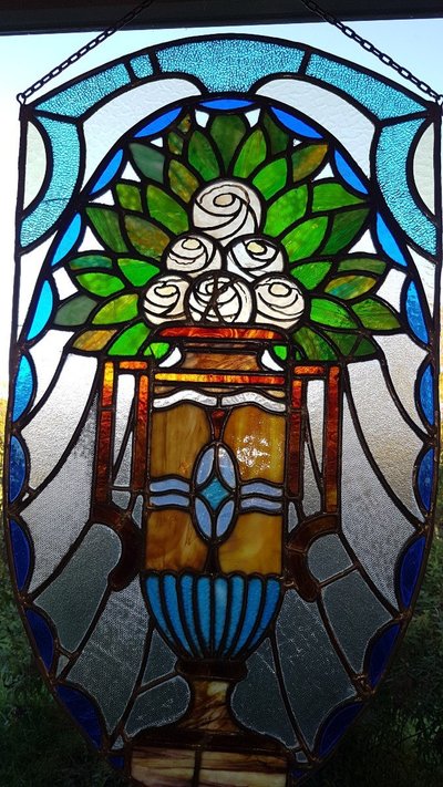 Art Nouveau stained glass banner