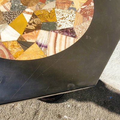 Hocker mit Intarsienplatte aus Hartstein, 19. Jahrhundert
