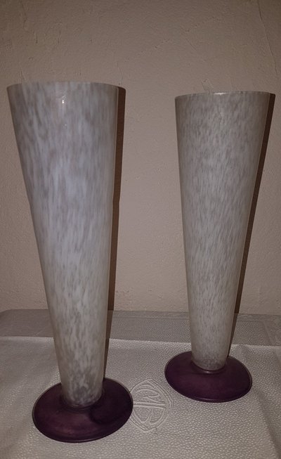 Pair De Vases Pâte De Verre