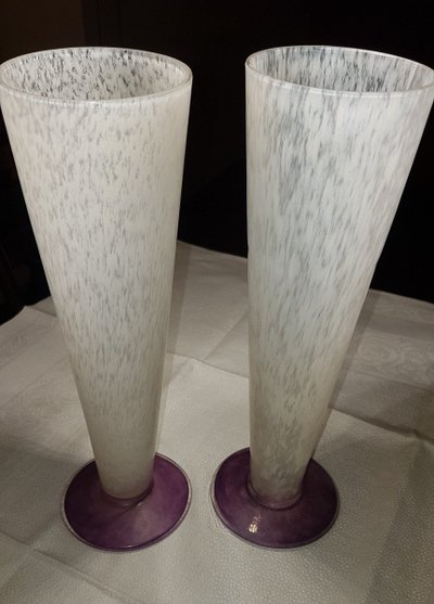 Pair De Vases Pâte De Verre