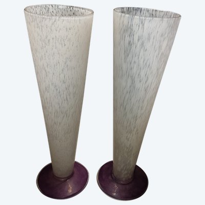 Pair De Vases Pâte De Verre