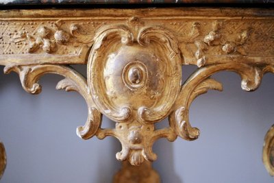 Console Regency in legno dorato e intagliato