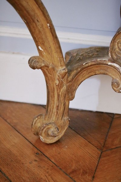 Console Regency in legno dorato e intagliato