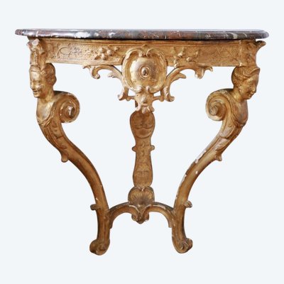 Console Regency in legno dorato e intagliato