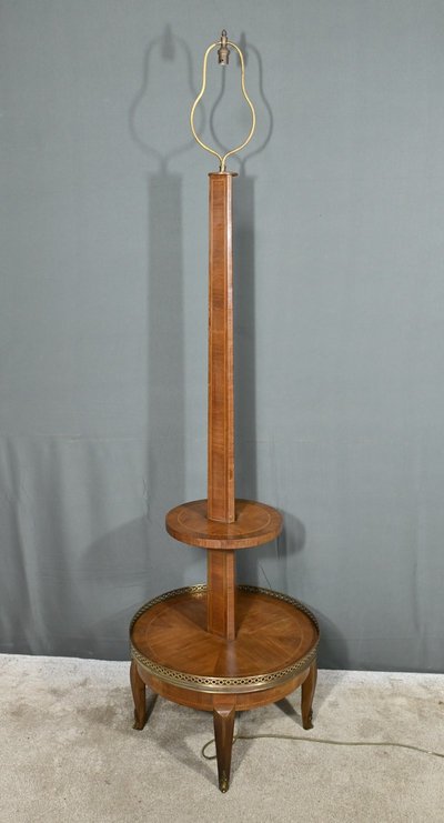 Important Lampadaire en Marqueterie, style Transition Louis XV Louis XVI – 1re partie XXe