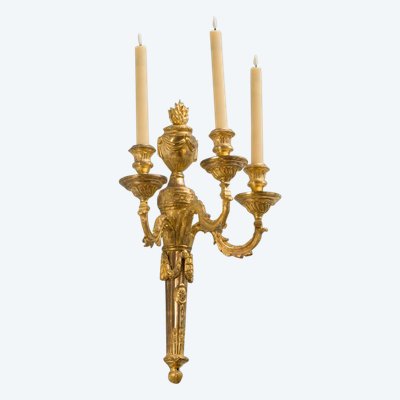 Paire d'Appliques En Bronze Ciselé Et Doré d'époque Louis XVI