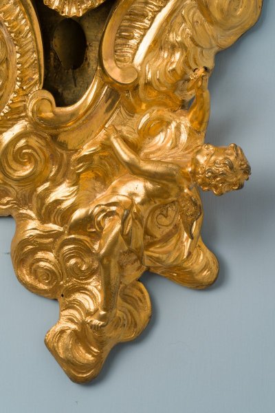 Louis XV Period Gilded And Chased Bronze Wall Mounted Cartel