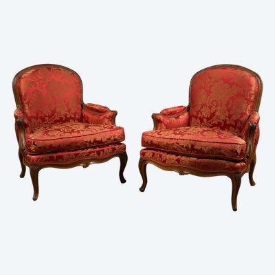 Pair of Louis XV Bergeres à La Reine