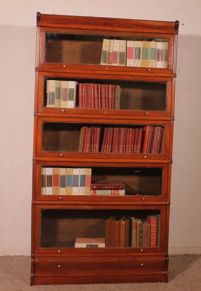 Bibliothèque Globe Wernicke En Acajou De 5 éléments Avec Tiroir