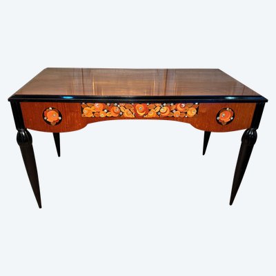 Flacher Art-Deco-Schreibtisch Sue et Mare 1920-1925 aus indischem Palisander 