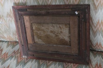Tableau ancien à l'huile Fuite en Egypte Ecole italienne du XVIIe siècle. Taille 36 x 26 