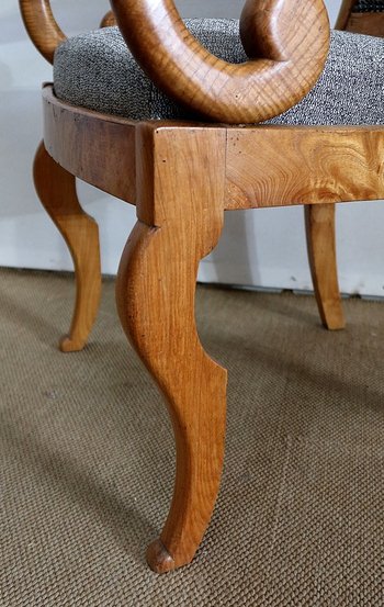 Paire de Fauteuils en Frêne Clair, époque Restauration  / Charles X – Début XIXe