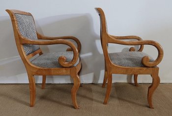 Paire de Fauteuils en Frêne Clair, époque Restauration  / Charles X – Début XIXe