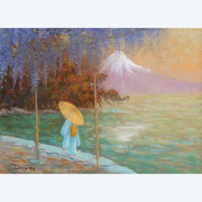 Georges Victor Laurent DANTU, Glycines et Japonaise devant le Fuji-Yama