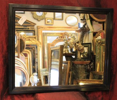 66 x 81 cm rechteckiger Spiegel aus schwarz lackiertem Holz
