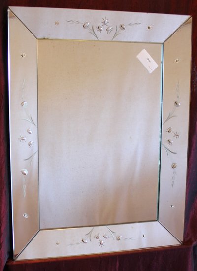 Specchio veneziano rettangolare 57 X 75 cm con lati inclinati e vetro acidato