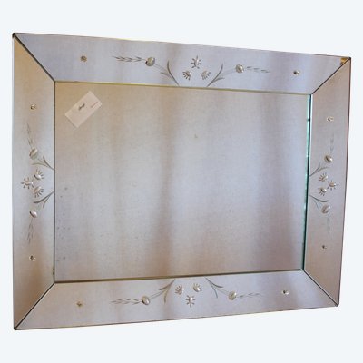 Specchio veneziano rettangolare 57 X 75 cm con lati inclinati e vetro acidato