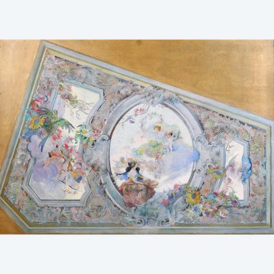 Scuola francese circa 1890-1900, Studio del soffitto per il Salon de Flore, dipinto