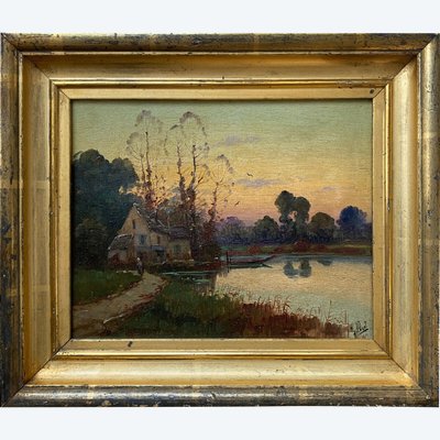 Gemälde "Seenlandschaft" signiert Gilbert, pseudo Karl KAUFMANN 1843-1905