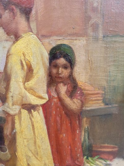 R Weisse, Scena di strada, Orientalist Hst, fine del XIX inizio del XX secolo
