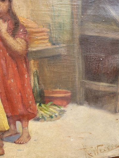 R Weisse, Scena di strada, Orientalist Hst, fine del XIX inizio del XX secolo