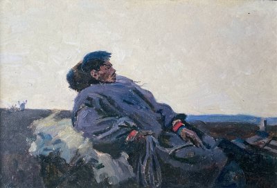 Ölgemälde Samouchine (Kiewer Schule) "Der Mongole" St. Petersburg 1966 Russische Schule