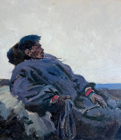 Ölgemälde Samouchine (Kiewer Schule) "Der Mongole" St. Petersburg 1966 Russische Schule