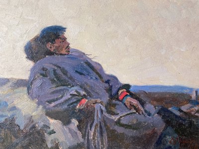 Ölgemälde Samouchine (Kiewer Schule) "Der Mongole" St. Petersburg 1966 Russische Schule