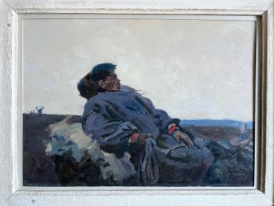 Ölgemälde Samouchine (Kiewer Schule) "Der Mongole" St. Petersburg 1966 Russische Schule