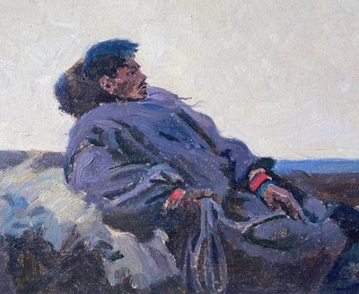Ölgemälde Samouchine (Kiewer Schule) "Der Mongole" St. Petersburg 1966 Russische Schule