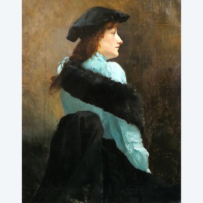 Alfred-Marie MISARD 1875-1914 Porträt einer Frau, Gemälde, 1903, Jugendstil-Impressionismus