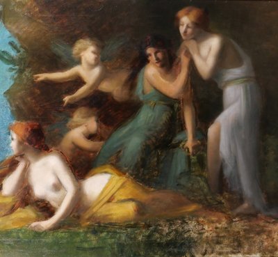 Jean-Jacques HENNER (Kreis) 1829-1905 Frauen und Engel, Gemälde, Elsass