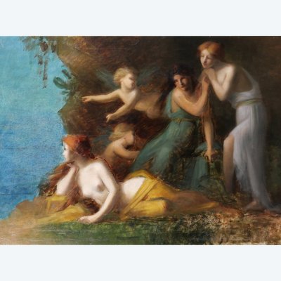Jean-Jacques HENNER (Kreis) 1829-1905 Frauen und Engel, Gemälde, Elsass