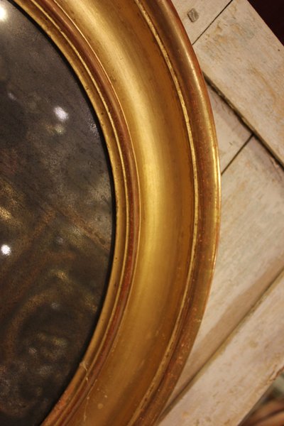 60 X 70 Cm Miroir Ovale Louis Philippe Doré, Glace Mercure