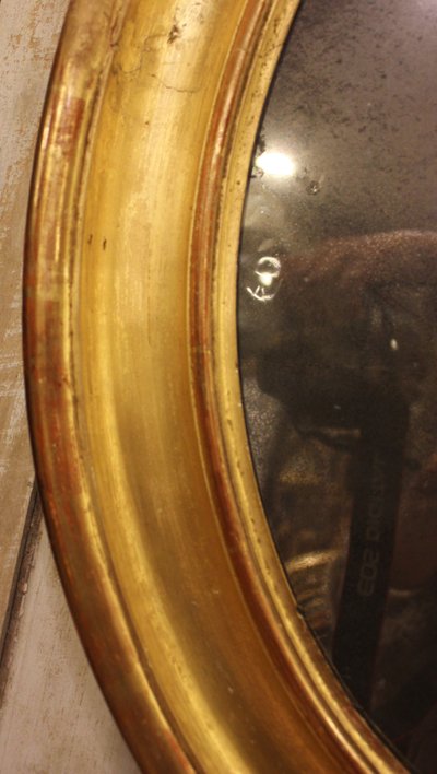 60 X 70 Cm Miroir Ovale Louis Philippe Doré, Glace Mercure