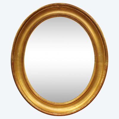 60 X 70 Cm Miroir Ovale Louis Philippe Doré, Glace Mercure