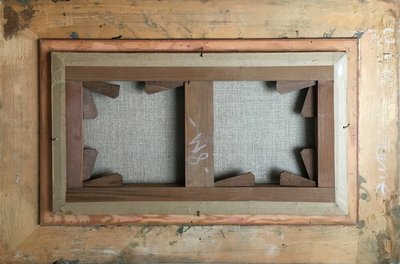 Gemälde H auf Leinwand „Belebte Landschaft“ 19. Jahrhundert signiert