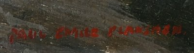 Gemälde H auf Leinwand „Belebte Landschaft“ 19. Jahrhundert signiert