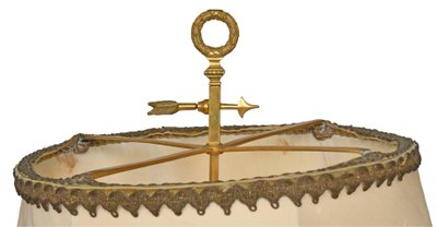 Lampada in bronzo dorato e marmo in stile impero raffigurante una cariatide