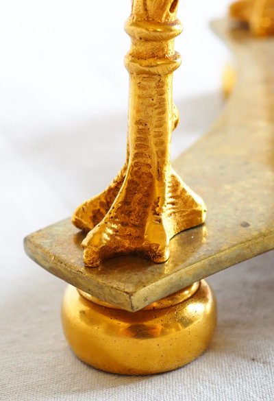 Empire period Athenian vase, gilded bronze and blue crystal, swan neck decoration